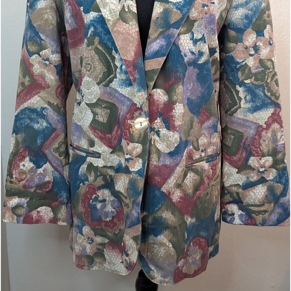 VTG Art To Wear Floral Academia Preppy Gardencore Whimsical Feminine Blazer MD - Picture 4 of 10